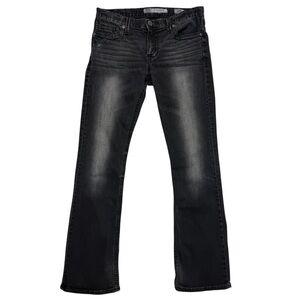 BKE Jeans Mens 33L Black Fulton Bootcut Denim Whiskered (Fits 33x34)